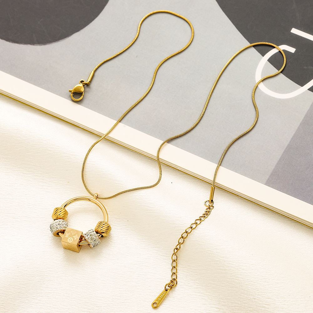 Luxury Pendant Necklace for Women 18K Gold Plated Stainless Steel Necklace Fashion Charm Chain Jewelry ZG3389