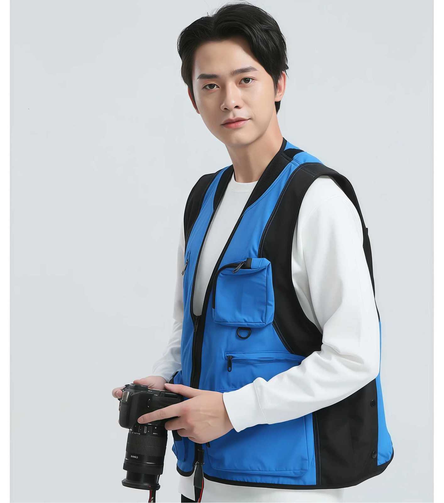 Vest Men's Vests Functional Photographer Work Clothes Men's Trendy Multi-Pocket Vest Korean-Style Trendy Workwear CustomW261017
