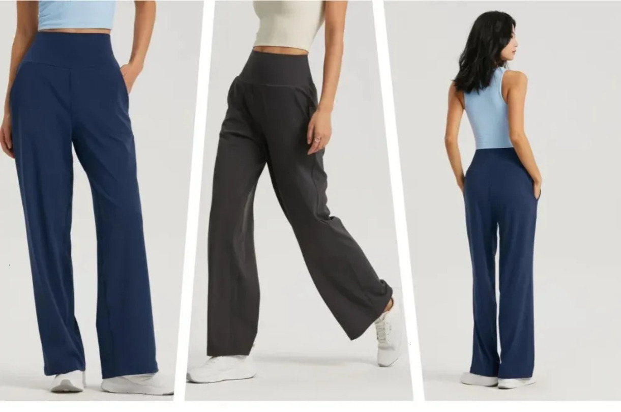 Stretchy Yoga Wear Uuwomen New Large Pocket * Wide Leg Straight High Waisted Women's Loose Sports Soft Breathable Pants Outfit x Z3