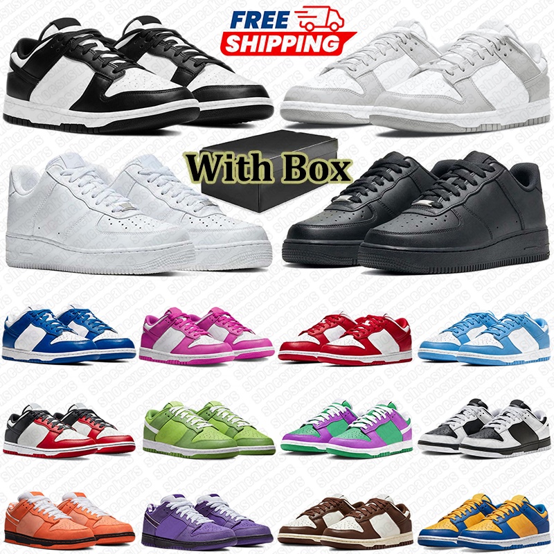 Avec la boîte Livraison gratuite Designer Chaussures de course pour hommes Femmes Noir Bleu Solid Blanc Mode classique Sports de plein air Basket