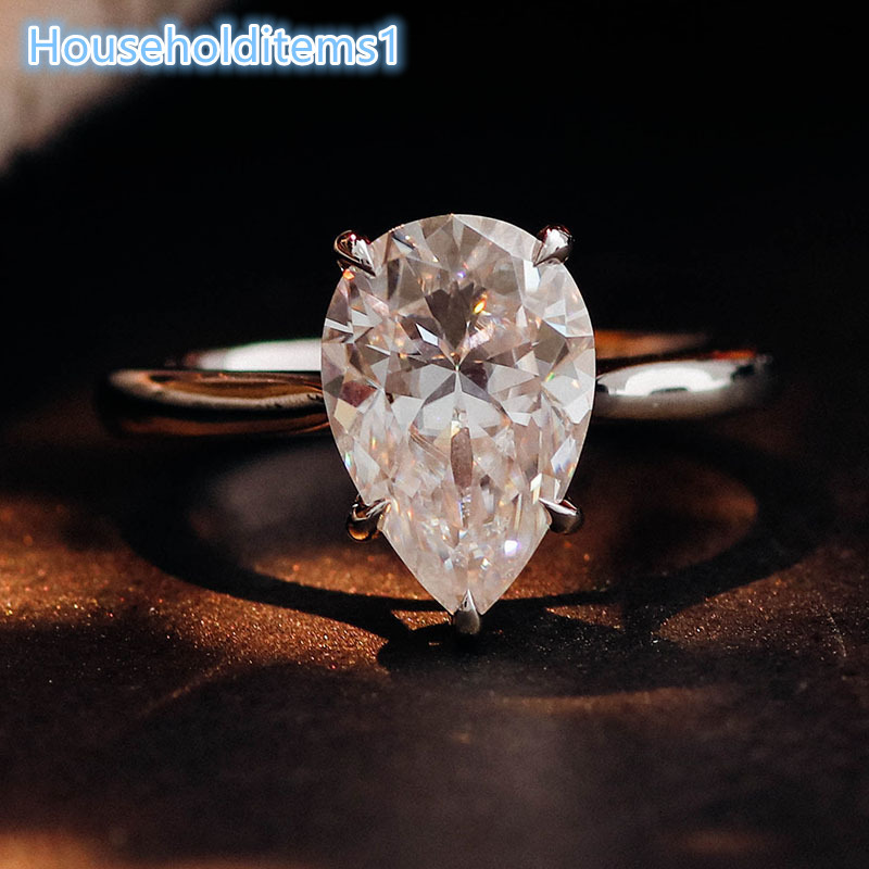 RongZhen 14k 18k Solid Gold Pear Cut Lab Grown Diamond Engagement Ring Men Women IGI Certified 2ct VVS Color D Jewelry Custom