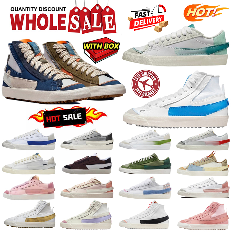Designer Blaz Low 77 Mens Womens Casual Leather Sneakers Outdoor Street Skate Jumbo White Black Navy Pink Fashion Trainers