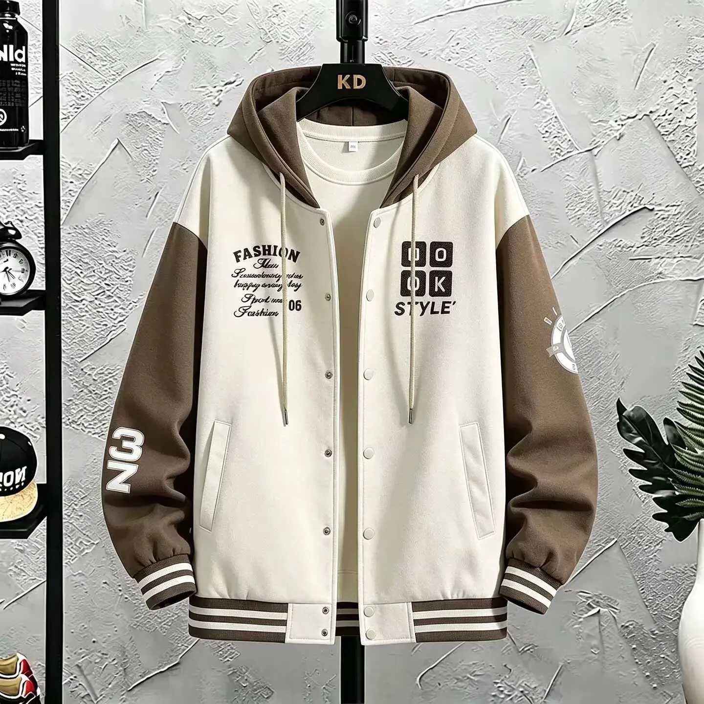 Jackets s-6XL Men's Loose Men's Hooded Baseball Autumn Korean Casual Hooded Jacket Harajuku High Street Fashion Men's Clothing 2026 N