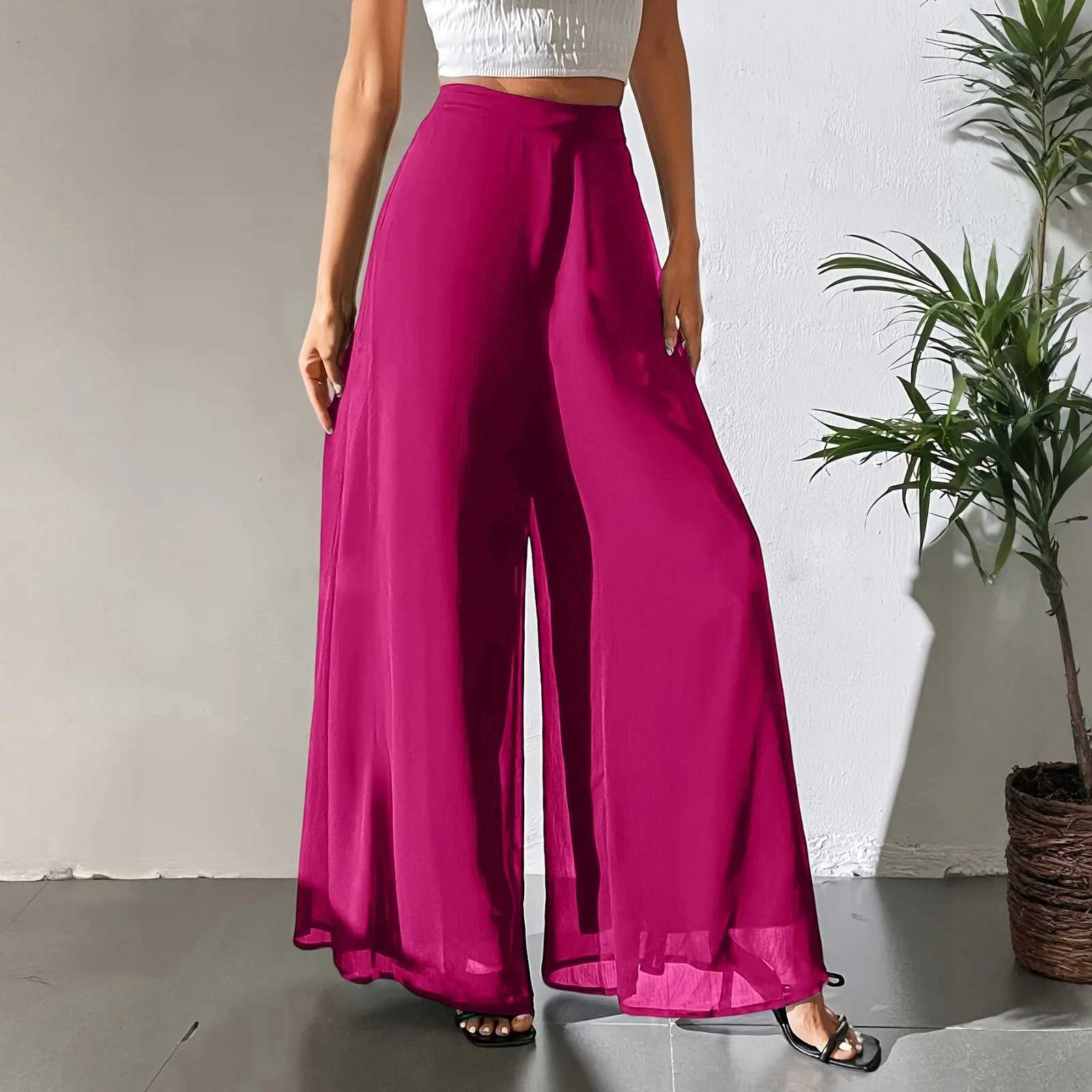 Women's Women's Pants Leggings Capris New Mom's Loose Pants Summer Fashion Versatile Ice Silk Chiffon Wide Legged Pants Women's