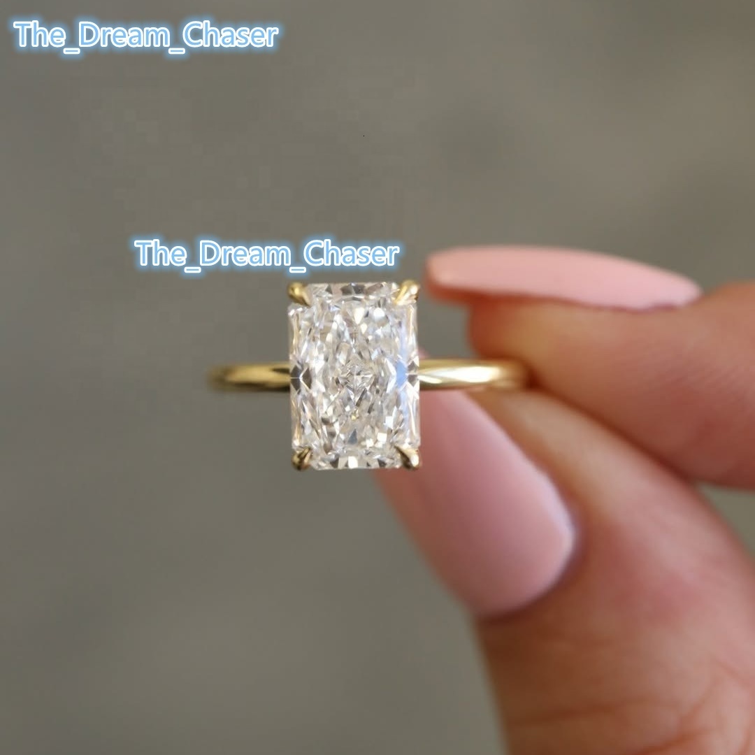 VVS1 Mossanite 18k Gold 2ct Round Radiant Oval Pear Cut Prong Set Solitary GRA Moissanite Engagement Ring