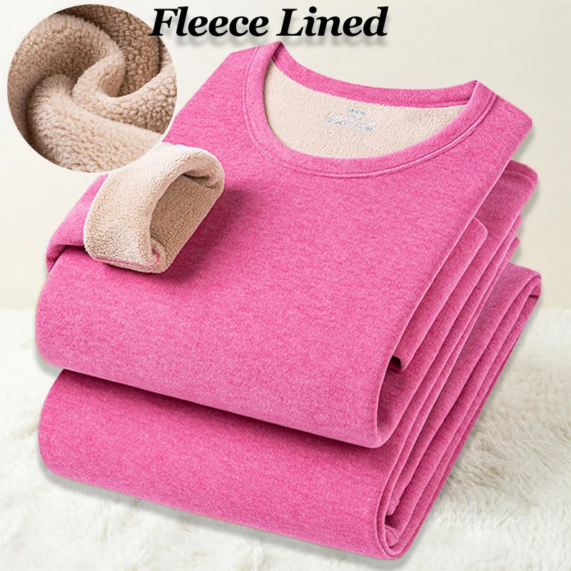 Thicken Camel Down Thermal Long Johns Sets For Women Autumn Winter Fleece Lined Comfort Soft Fashion Solid Keep Warmth Underwear 261012