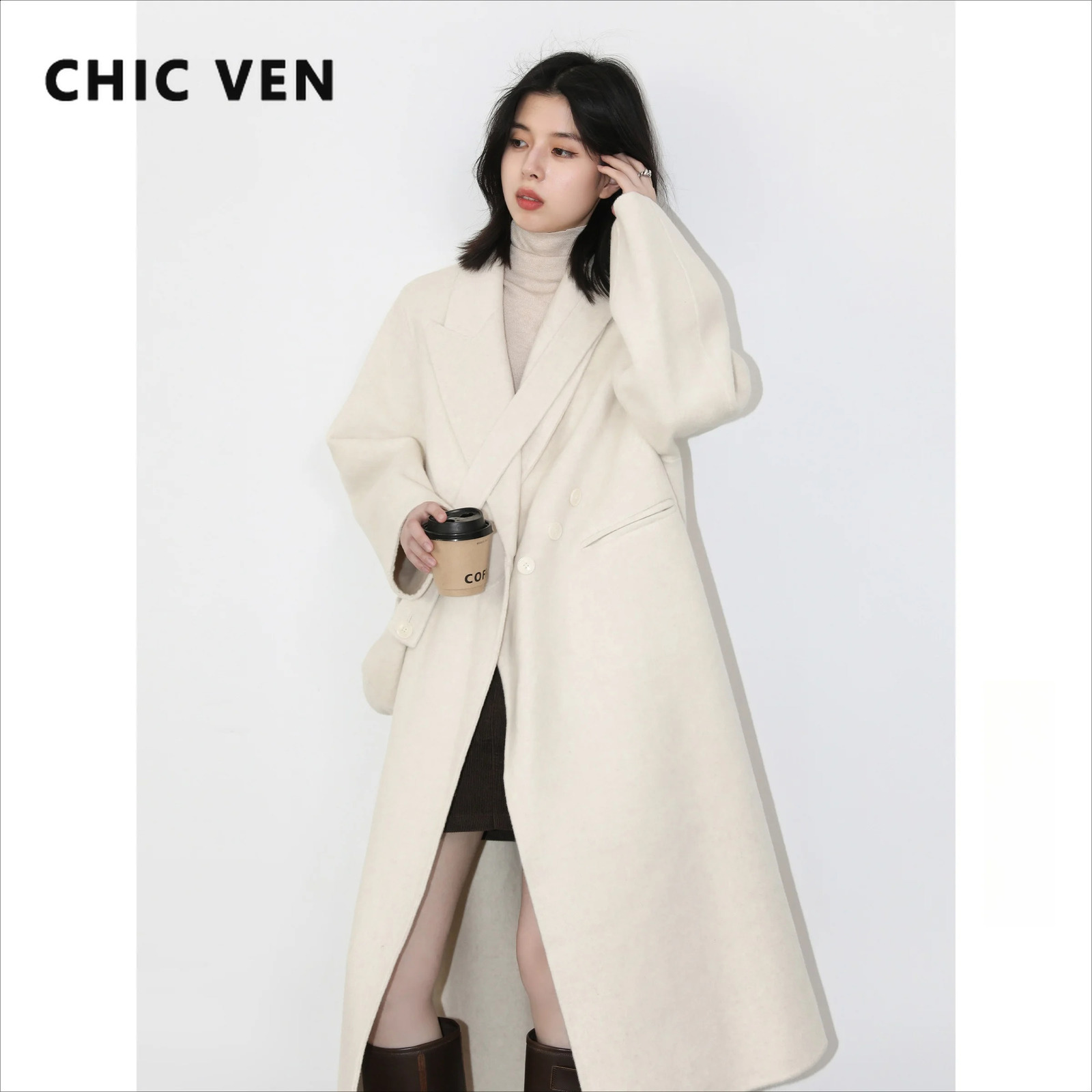 CHIC VEN Fashion Women Oversize Long Woolen Coats Loose Doublesided Female Outerwear Ladies Windbreak Autumn Winter Coat 2026 261014