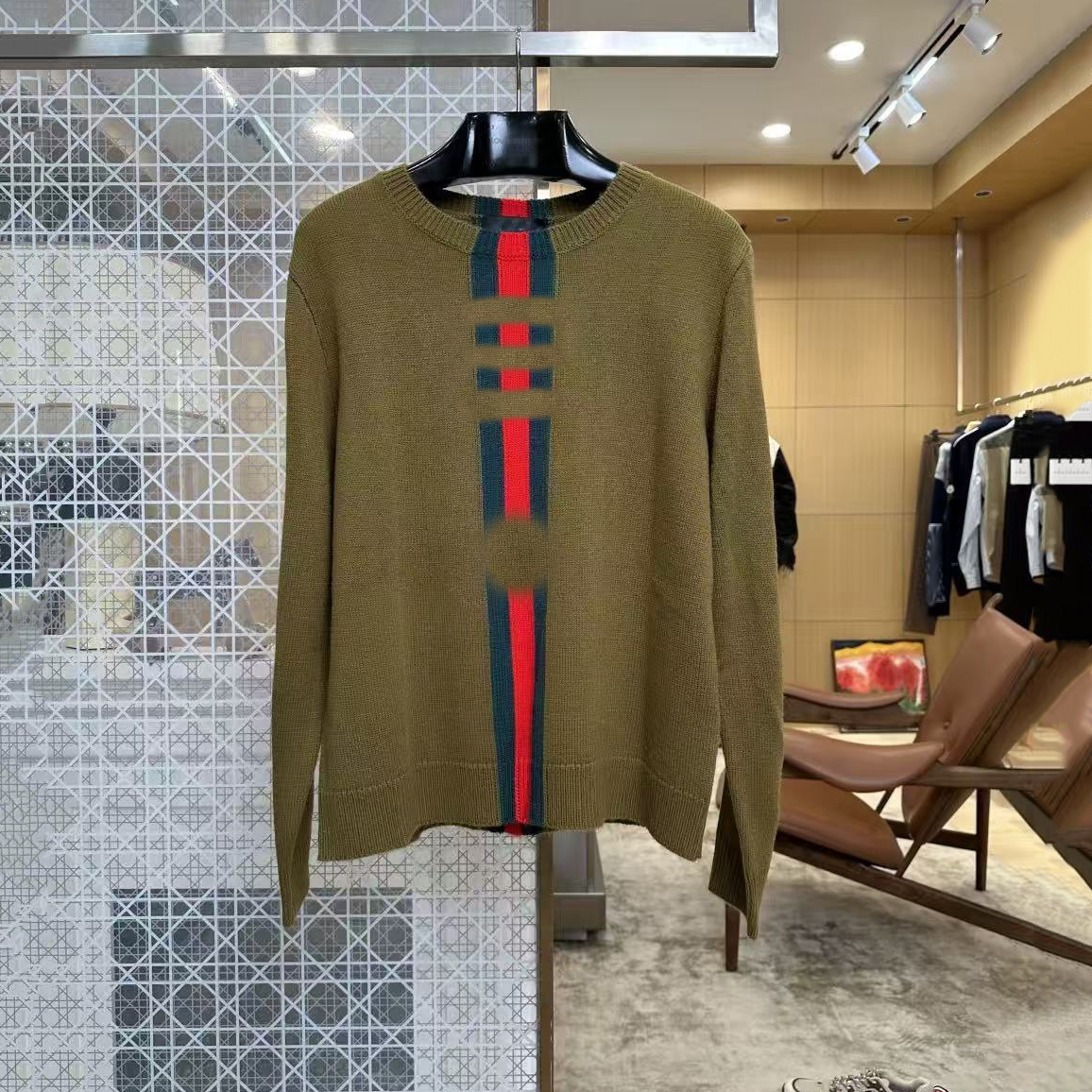 Designer sweaters, high-quality men's round neck pullover knitwear, classic two tone striped sweater, casual and comfortable men's and wom