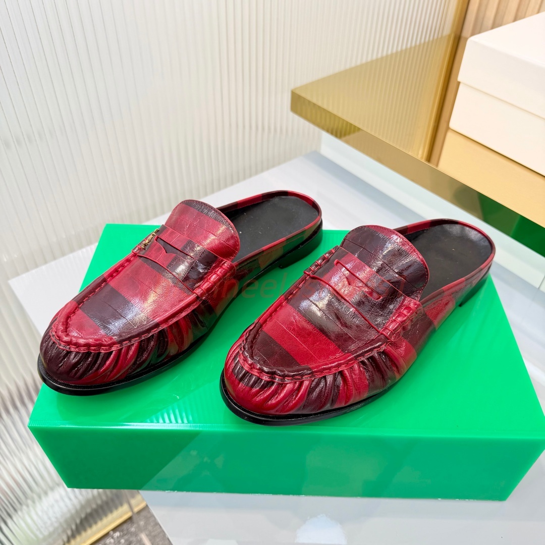 Designer Loafers Mules Real Leather Casual Luxury Shoes Web Slippers Fur Moccasins Slide Flats Lazy Loafer Outdoor Walking Sneakers Men Women 35-46