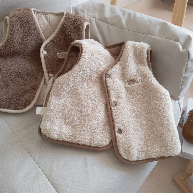 Type A perfume Vest Boys And cologne Girls, Lamb Wool Vest, Autumn Inner Wear, Winter Thickened Outerwear Babies, Children's Clothing For Toddl