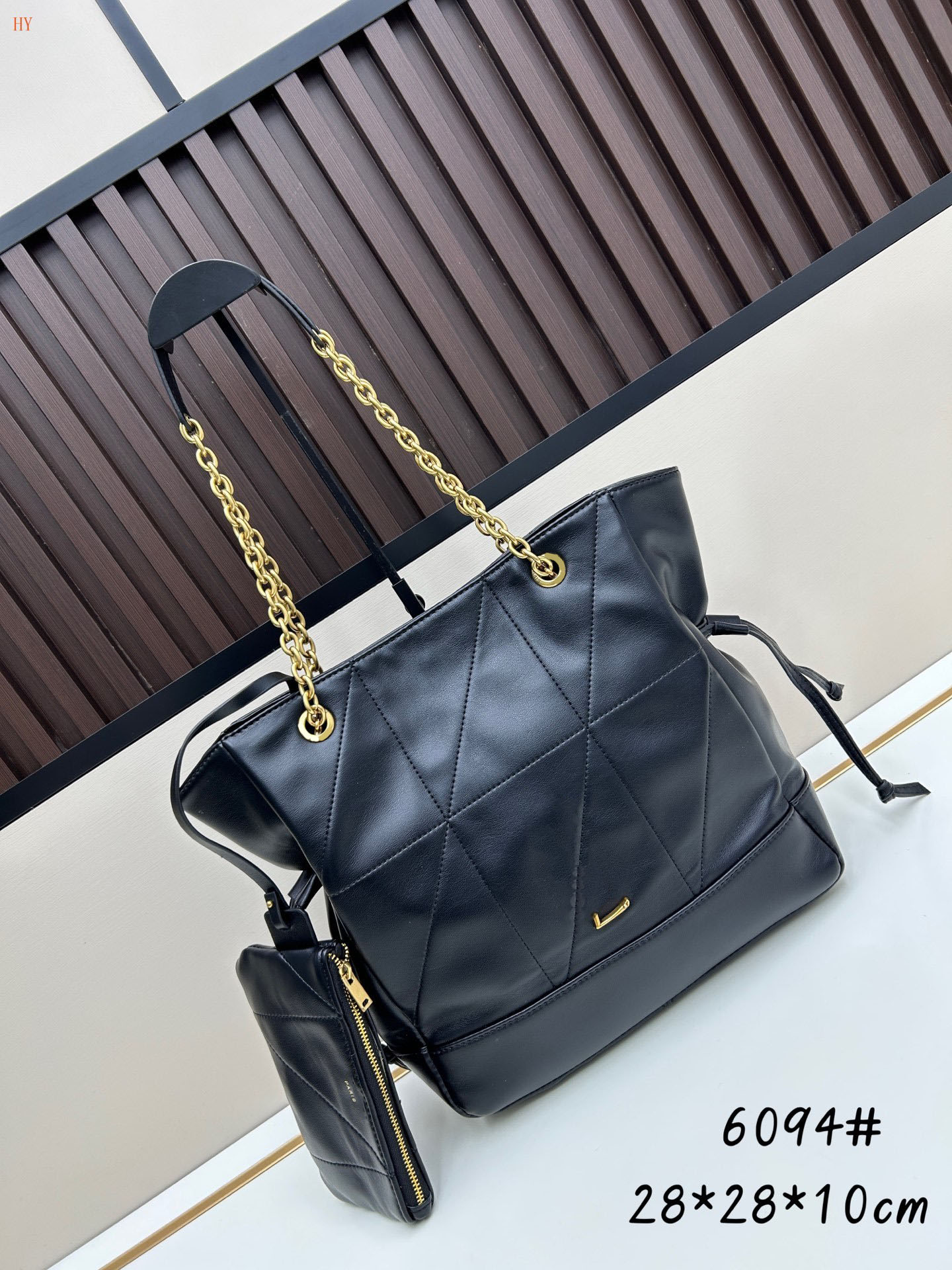 Luxury Bags 6094 Quilted Chain Tote Bag for Women Large Capacity Drawstring Shoulder Handbag with Matching Coin Purse