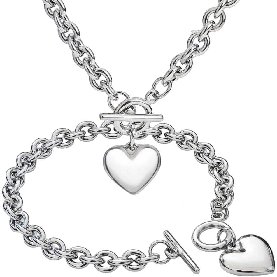 2026 New Sier Rose cologne Gold Plated Charm Chunky perfume Stainless Steel Chain Heart Toggle Choker Bracelet Necklace For Womens Fashion Valentine