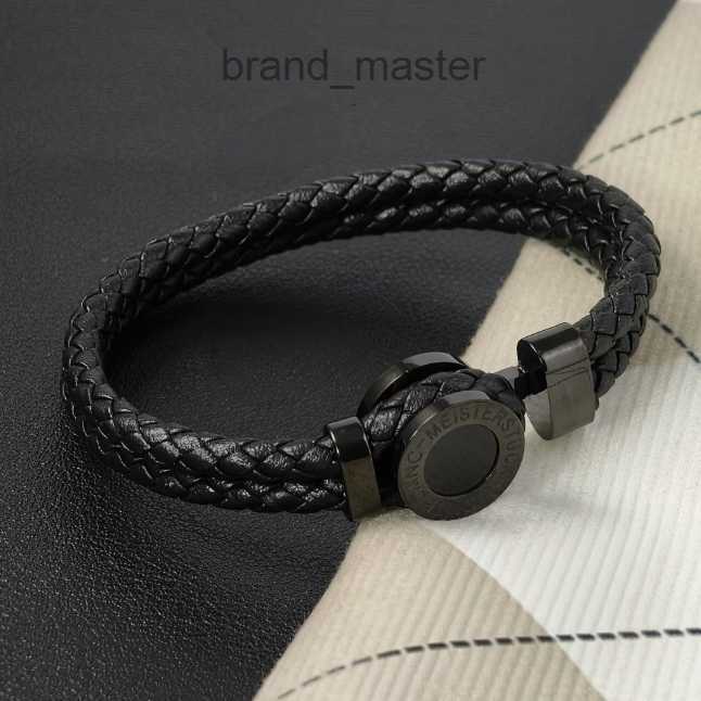 Luxury Black Gold Leather Bracelets Chic MB Man Charm Bracelets Elegant Mens Brand Hand Chain Punk Accessory Designer Bracelets Genuine Leather Watc