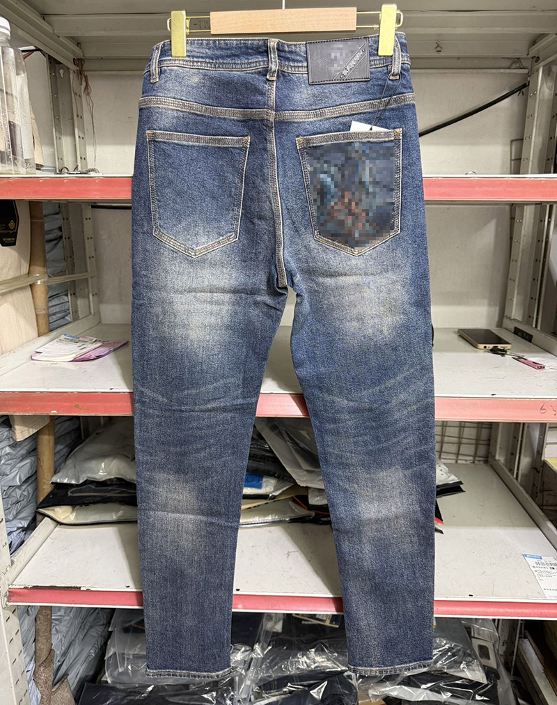 Designer Jeans Men Straight Leg luxury Casual fashion Denim Pants slim fit Trousers High Quality brands elasticity skinny jean Knight embroidery bb/