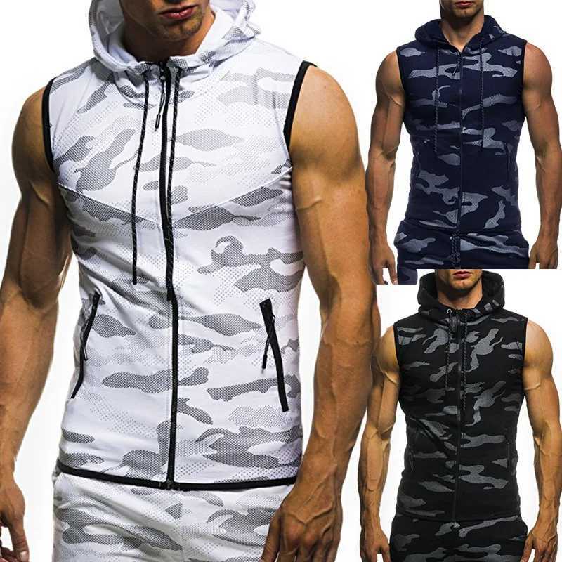Fashion 2025 New Men's Vests Zipper Cardigan Sweater Mens Sleeveless Hooded Vest Jacket Plus Size S-4XL Streetwear Vest HoodiesW261017