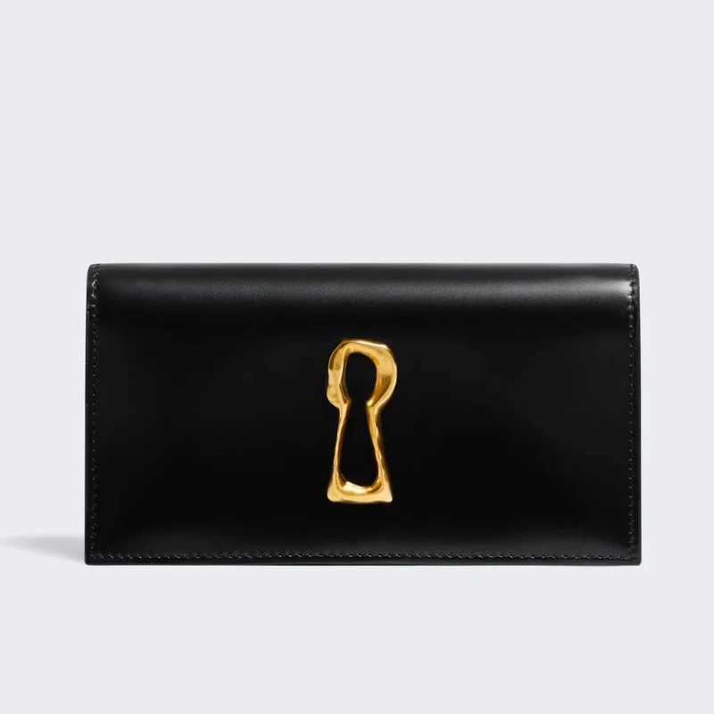 Evening Bags Keyhole Clutch Women 2026 Trend Fashion Elegant Party Wedding Bridal Purse New Black Faux Leather Gold Chain Shoulder Bag H261016