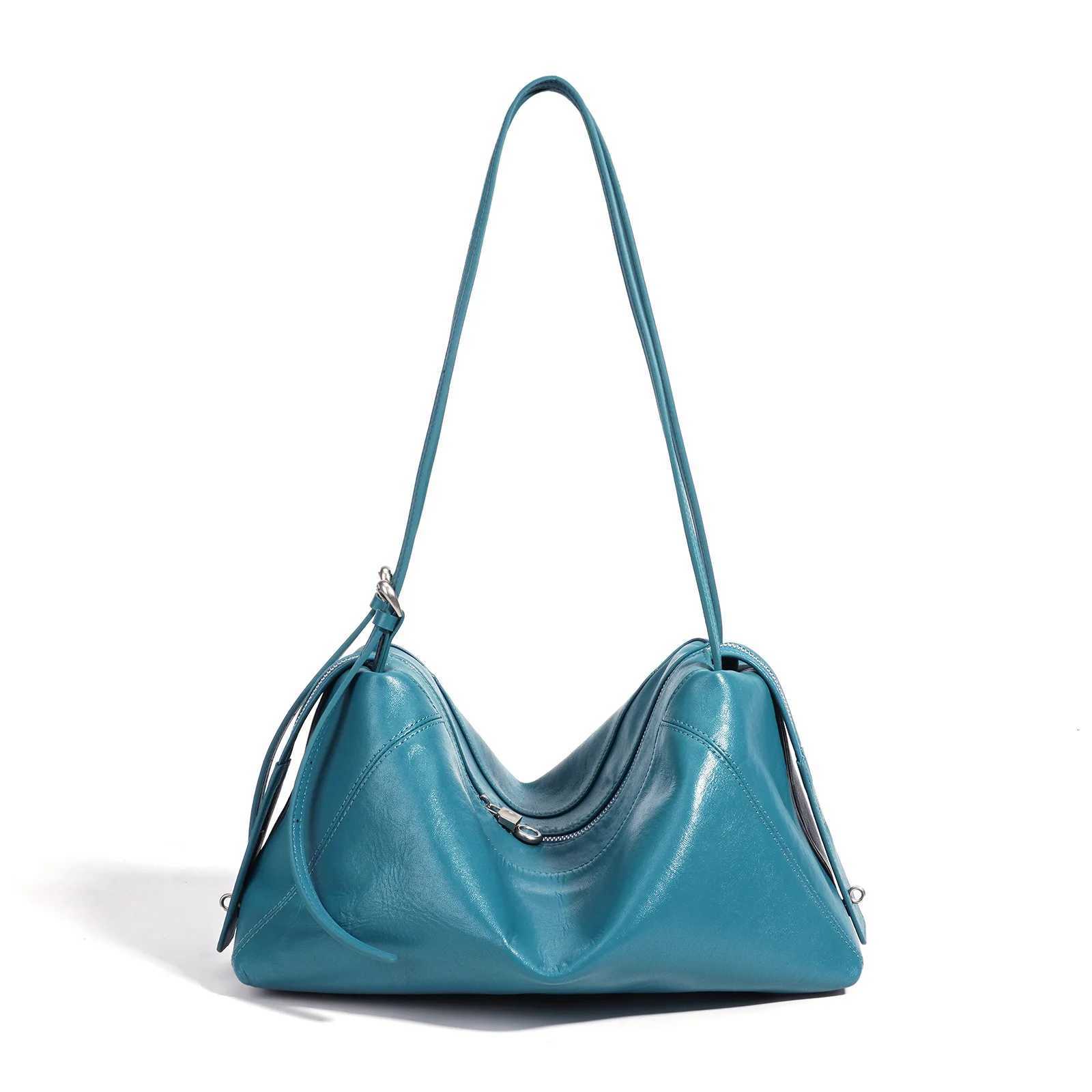 Evening Bags 2026 New Genuine Leather Hobo Bag First Layer Cowhide Lazy Style Underarm Shoulder Bag Casual Tote Pillow Bag for Women H261016