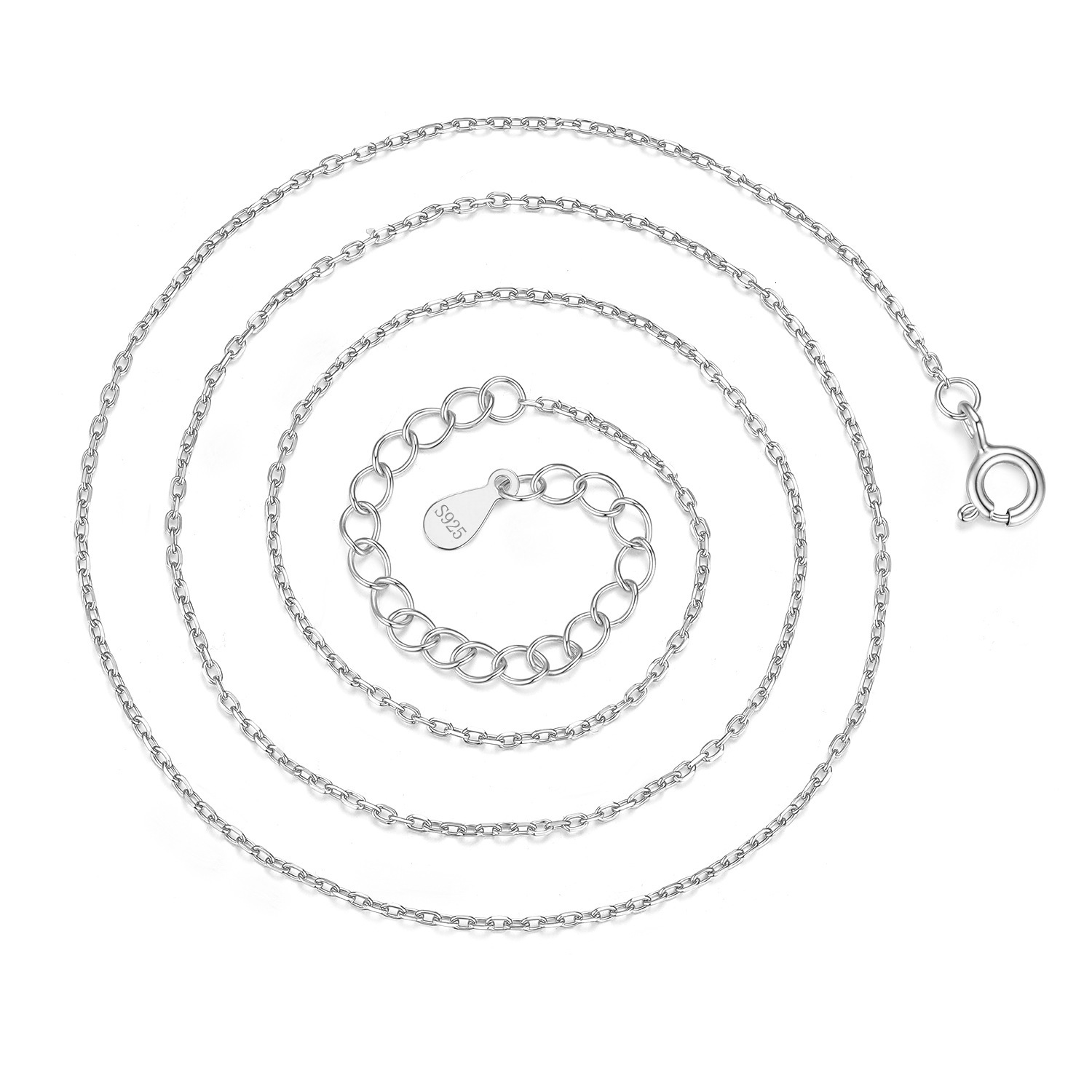0.9mm 1mm 1.2mm 1.5mm 1.8mm 2mm S925 sterling silver women's necklace plain single cross O-ring chain