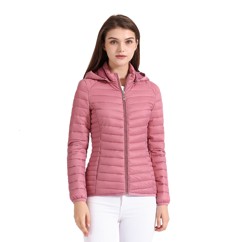 Women Puffer Down Jacket Coat SANTELON Women Fashion Ultralight Padded Puffer Jacket Coat Lady Soild Lightweight Warm Outwear With Detachable Hood S