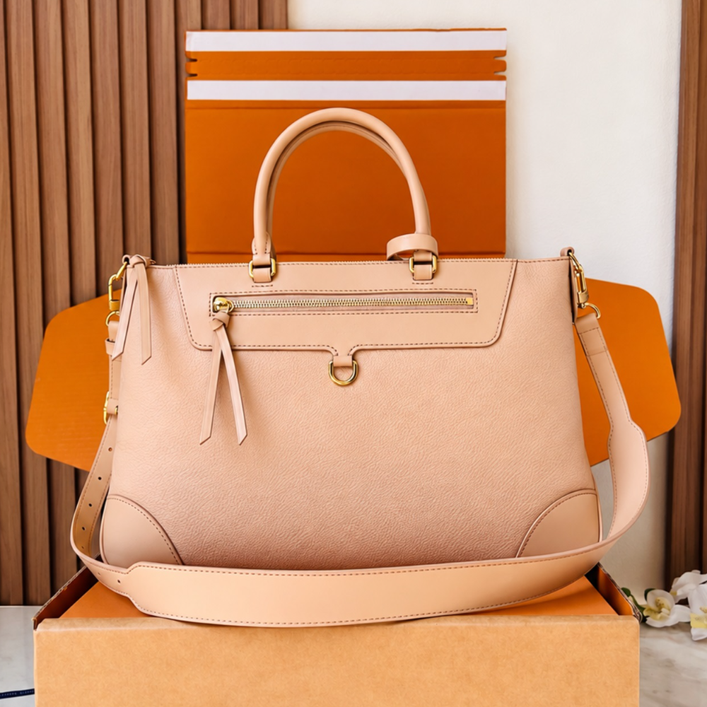 Structured Tote Satchel Bag Embossed Leather Double Handle Zip Pocket Spacious Chic for Work Top-Tier Designer New Arrival