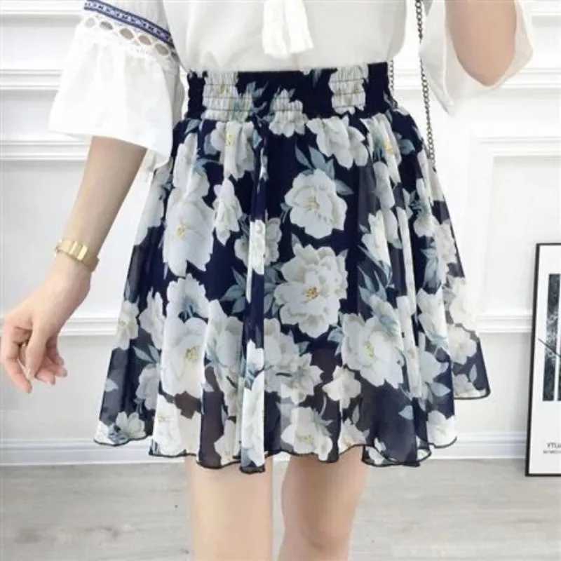 Summer Skirts Ladies Fashion Skirt New Style Large Size A-line Skirt High Waist Chiffon Women Elegant Temperament Short Skirt W261017