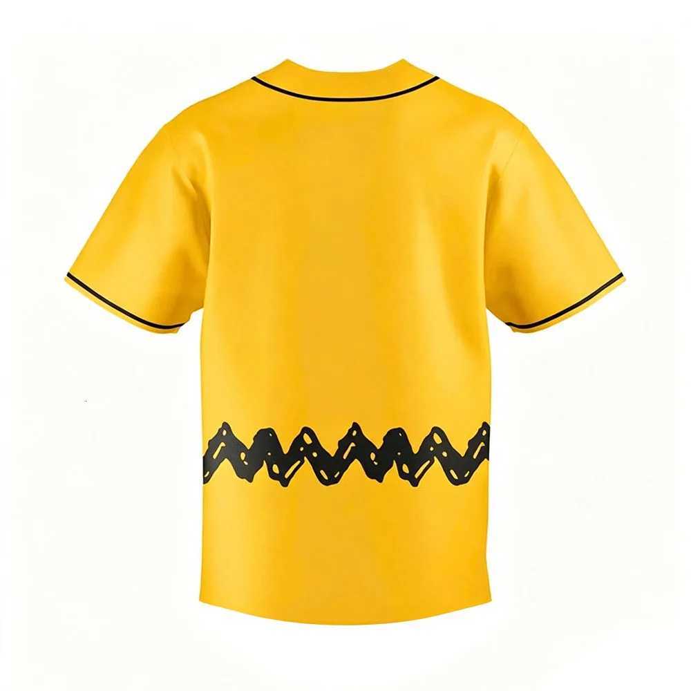 Baseball Men's Yellow T-Shirts Peanut Button Down Loose Summer T-shirt Short Sleeve Casual Fashion Design Shirt Graphic Print Merch TopsW261017