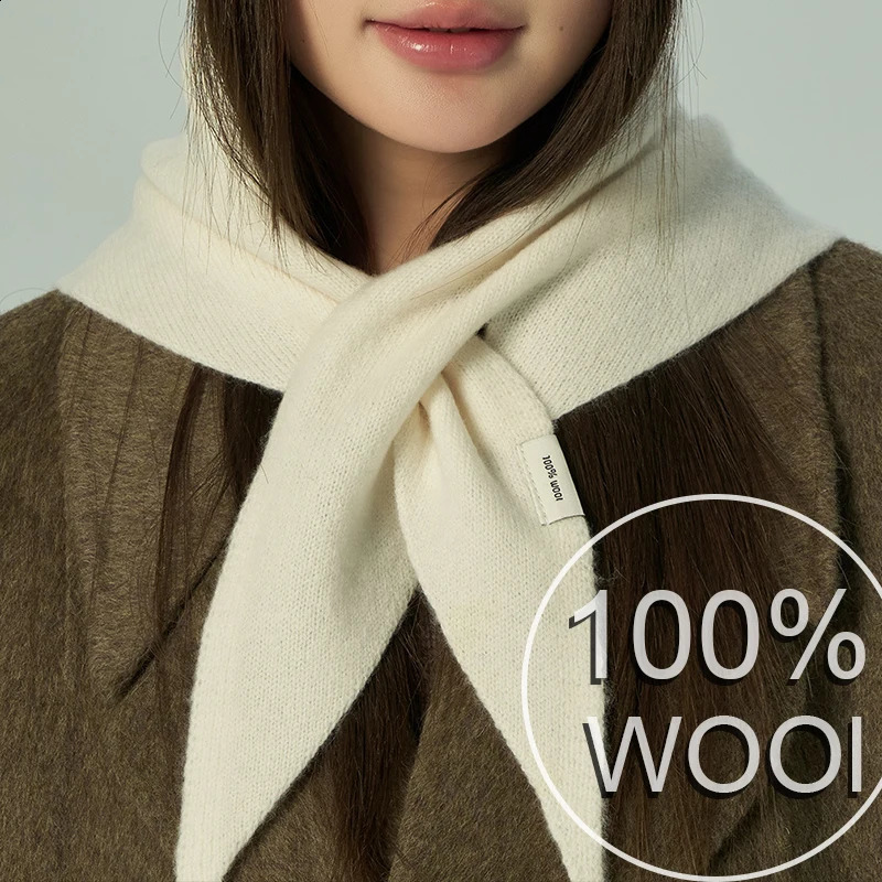 Women 100% Wool Scarf Shawl Winter Warm Solid Knitted Triangle Neckerchief Fashion Bandana Lady Wool Scarves Korean261016