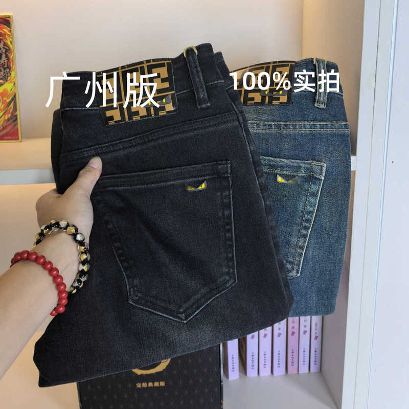 designer Men's Jeans European-style autumn/winter men jeans, vintage wash, slim straight leg, stretchy, casual long pants ZLSO