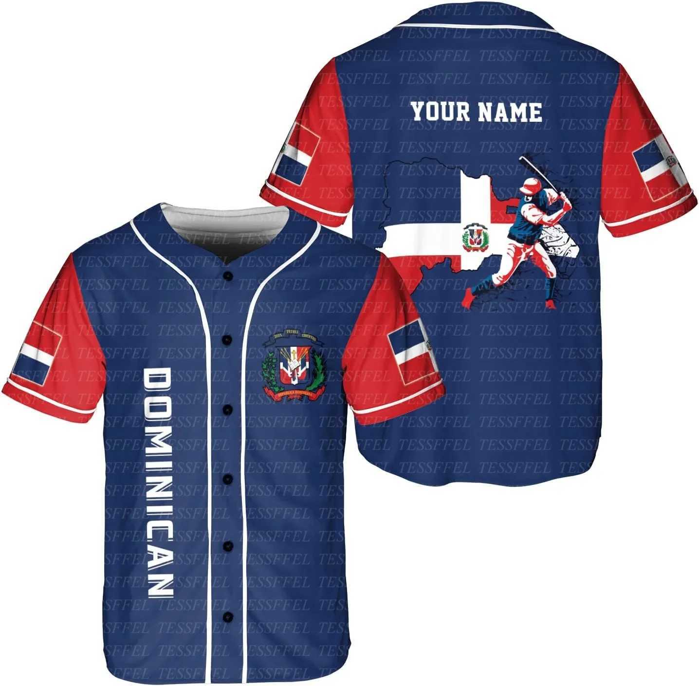 Country Men's Name T-Shirts Custom Dominican Flag Vintage Unisex Retro Baseball Shirts 3D Print Summer Pullover Casual Short Sleeves Q2W261017