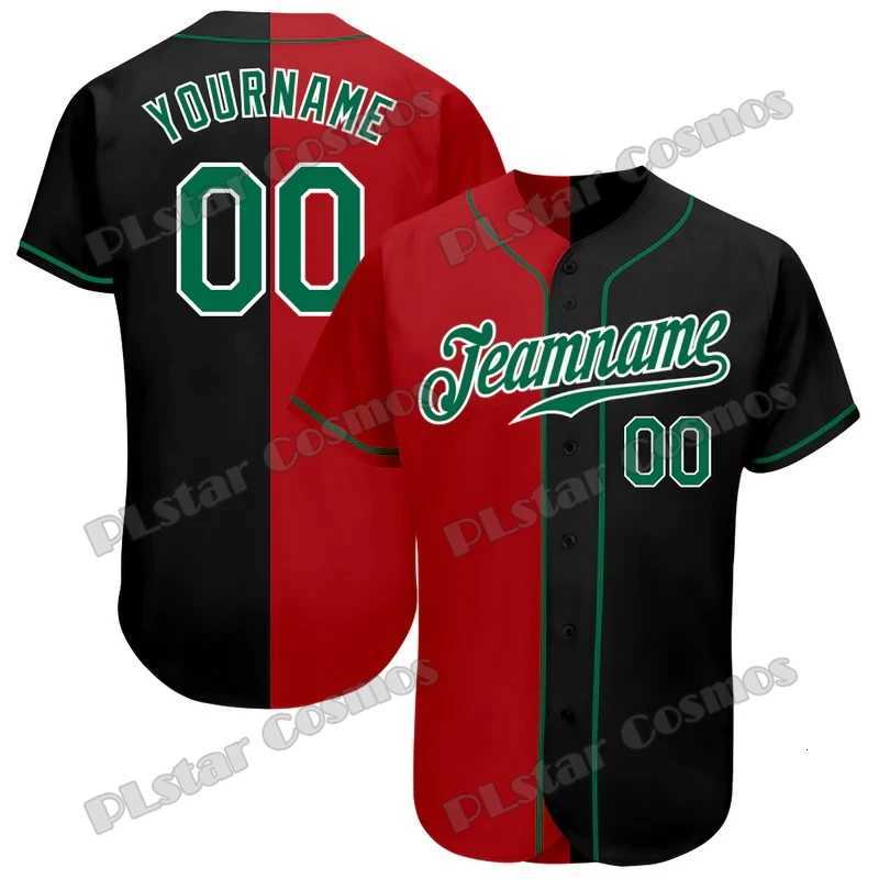 T-Shirts Black Kelly Green-Red Men's Mexico Pattern Custom Name 3D Printed Fashion Men's Baseball Casual Hip Hop Baseball Shirt BQW05W2610