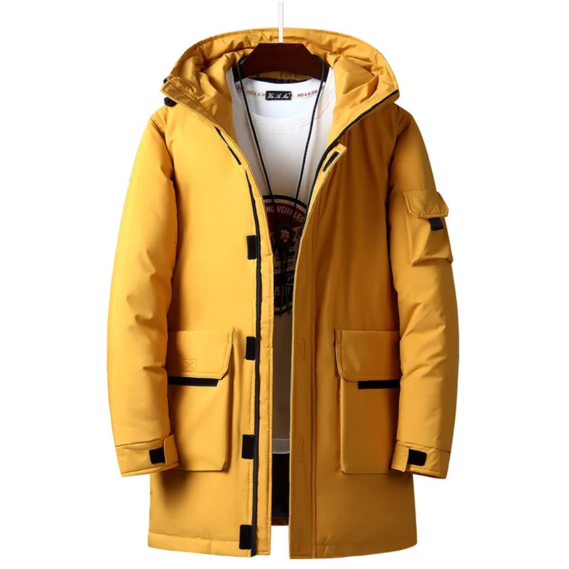 Down Jackets Men Winter Fashion Thick Warm Long Parkas Casual Fur Collar White Duck Coats Windproof Hooded Overcoat 261016