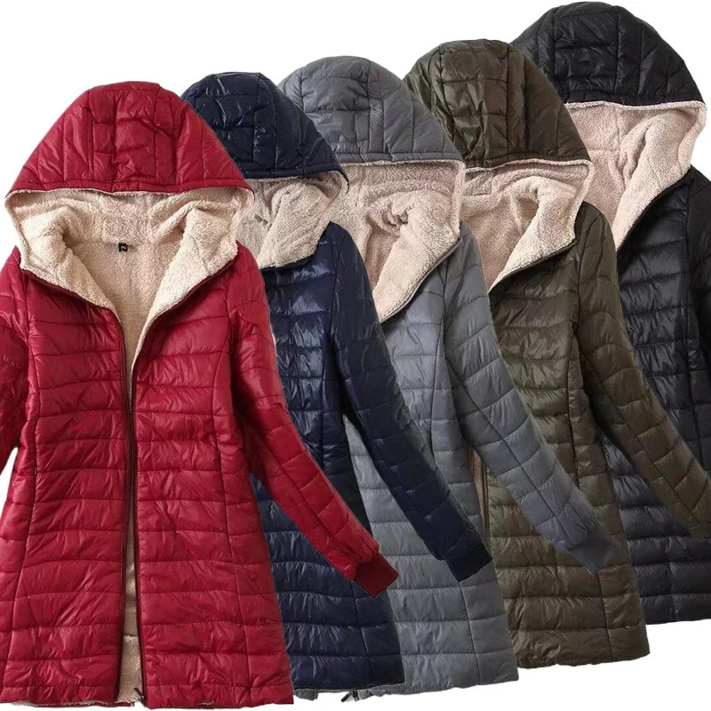 S3XL Women's Autumn Winter Midlength Jacket Women Coat Jackets Office Ladies Lamb Fleece Parkas 260923
