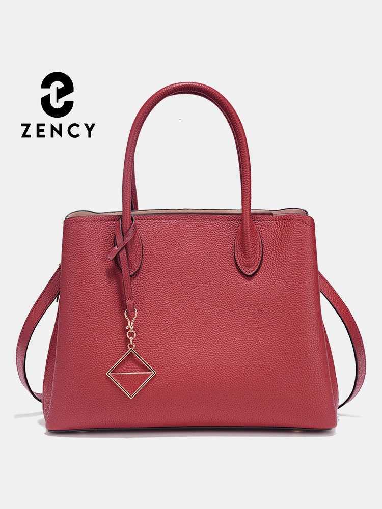 Evening Bags Zency Women's Genuine Leather Large Shopper Bag Designer Shoulder Bags Handbag Bucket Crossbody 2025 Leather Top Handles Bags H261