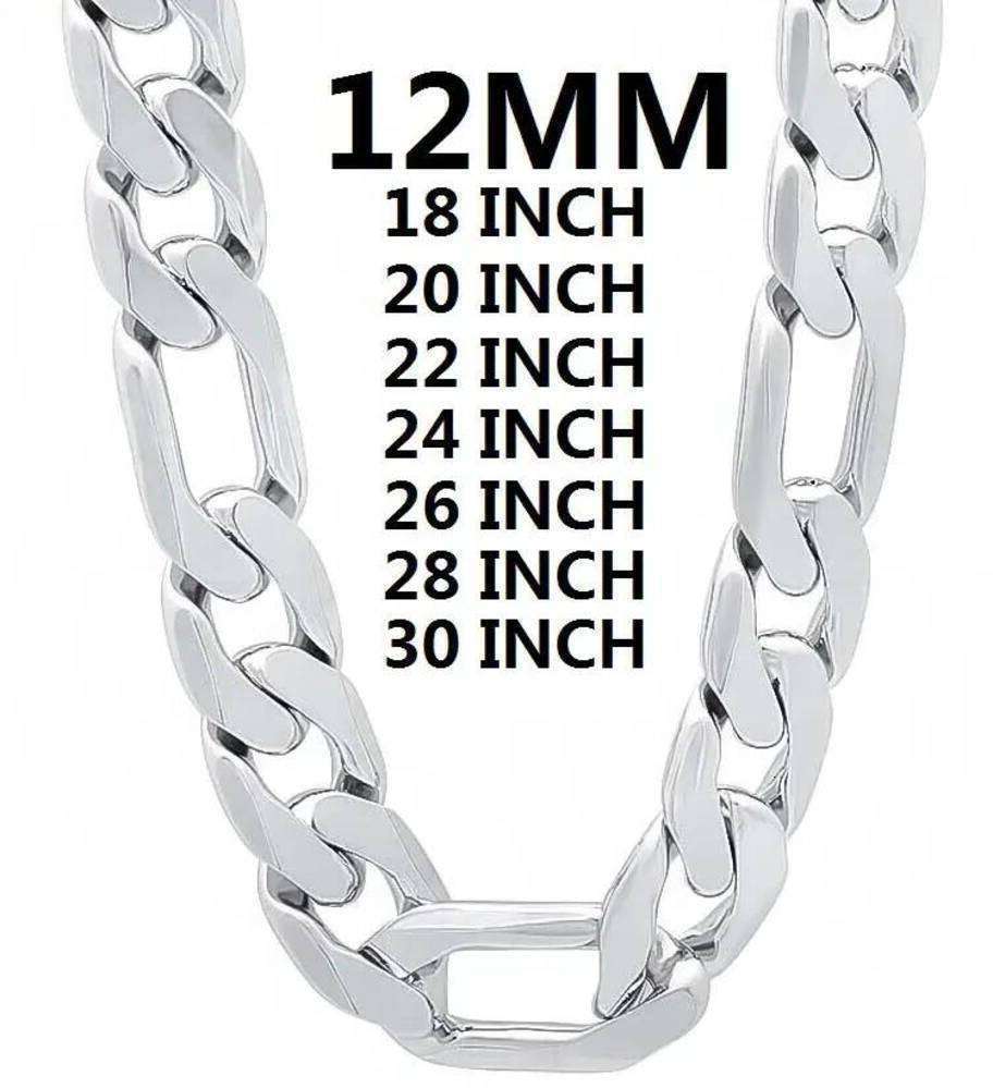 ellaneous Universal Pendant Necklaces Solid 925 Sterling blank unbranded bulk bundles Silver Necklace For Men Classic 12Mm Cuban Cha