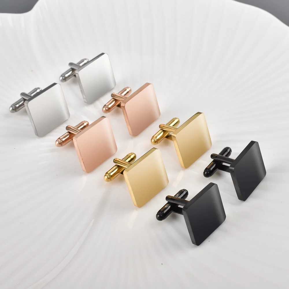 Tarnish Cuff Links Cufflink Non for Men New Titanium Stainless Steel Polished Cufflinks Mirror Square Laser Shirt Sleeve Studs CufflinkW261017