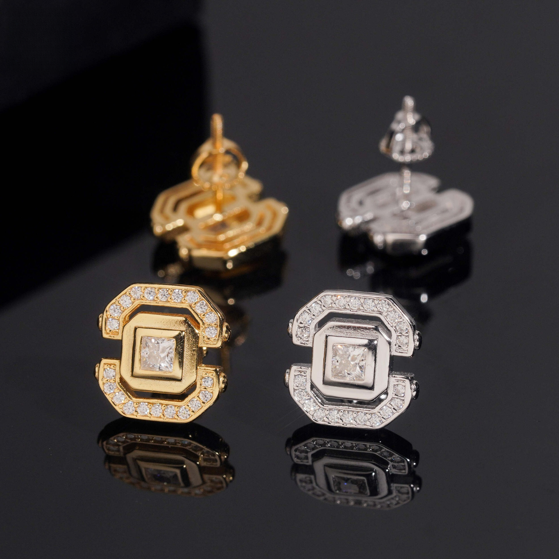 S925 silver, popular 12mm earring design featuring moissanite stones, suitable for both men and women, a trendy accessory