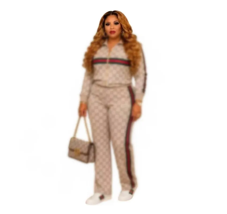 Women Tracksuit Luxury Print Zip Up Jacket and Jogger Pants Set Long Sleeve Casual designer 2 Piece Outfit