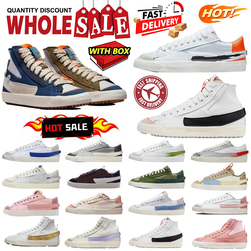 Designer Shoes Blaz Low 77 Mens Womens Flats Leather Sneakers Outdoor Street Skates Jumbo White Black Navy Pink Trainers