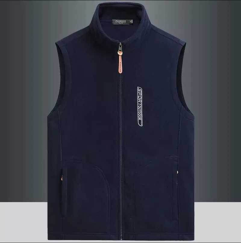 New Men's Vests Outdoor 2026 Leisure Thin Fleece Waistcoat Men Spring and Autumn Loose Sports Vest Fleece JacketW261017