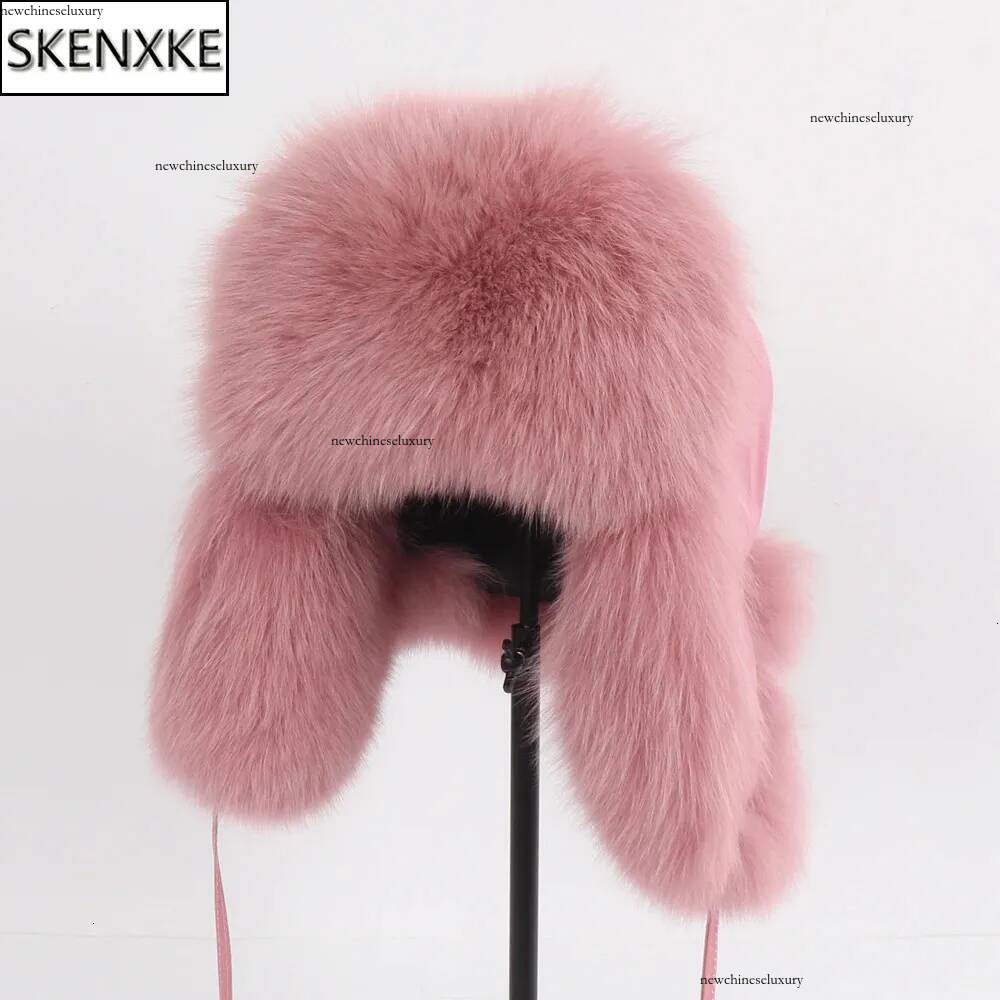 Women Natural Russian Ushanka Hats Winter Thick Warm Ears Fashion Bomber Hat Lady Genuine Fox Fur Cap 251103