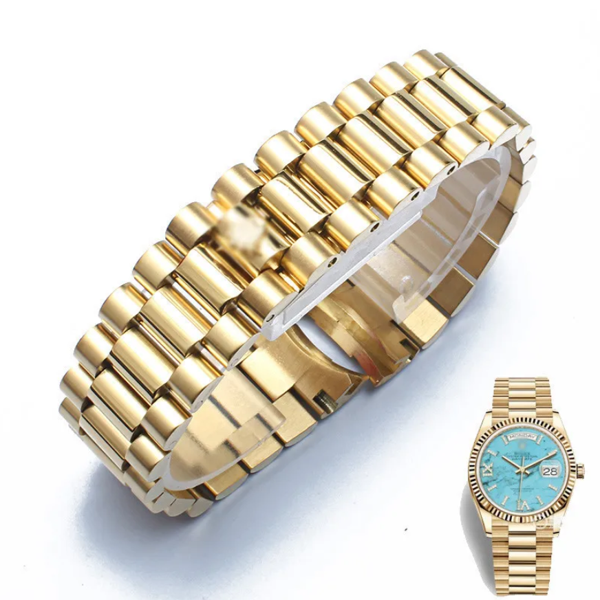 Watch Bands gold Silver 13mm 17mm 19mm 20mm 21mm Luxury Removable Style Strap Band Steel Bracelet Spare Parts 316L Stainless Folding Clasp Middle Po