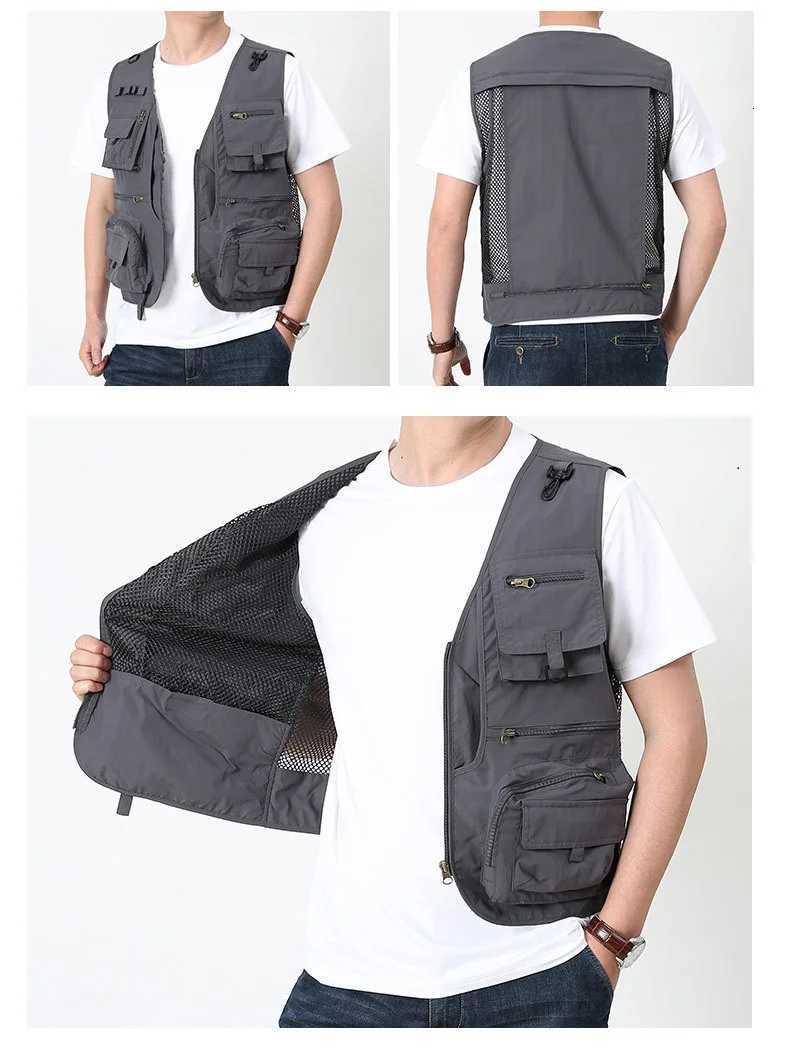 Vests Summer Men Unloading Men's Tactical Vest Coat Plus Size Fisher Photographer Waistcoat Mesh Work Sleeveless Jacket Multi Pocket Vest8xlW26