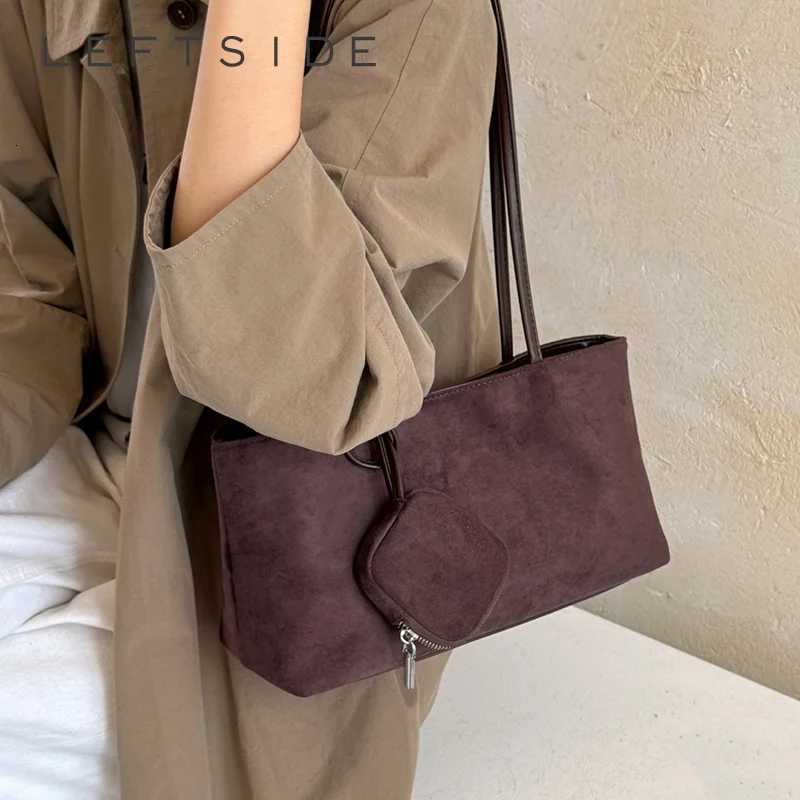 Cross Body LEFTSIDE Suede Solid Color Underarm Tote Bag 2026 New Trend Women Daily Fashion Simple Shoulder Handbags and Purses H261016