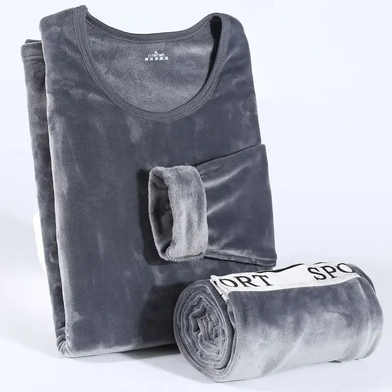 Men Underwear Suit Golden Velvet Thermal Men's Thickened Plush Doublesided Winter Top Pants 261012