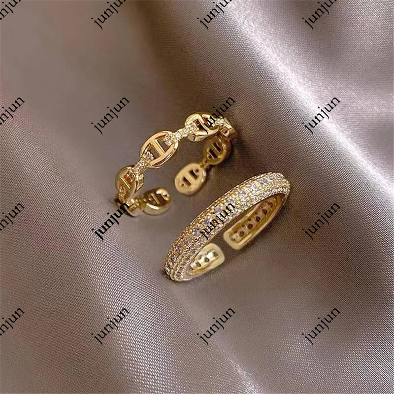 Brand Designer Jewelry Light Luxury Niche Design Multi Layer Stacking High End Sparkling Diamond Splicing Fashionable Temperament Index Finger Ring