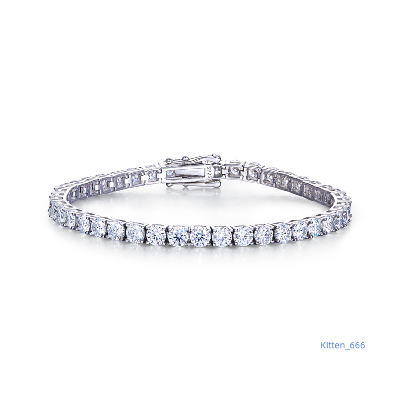 Wholesale 925 Sterling Silver Moissanite Tennis Bracelet 3mm White Gold Plated Iced Fine Jewelry for Women Bridal Anniversary