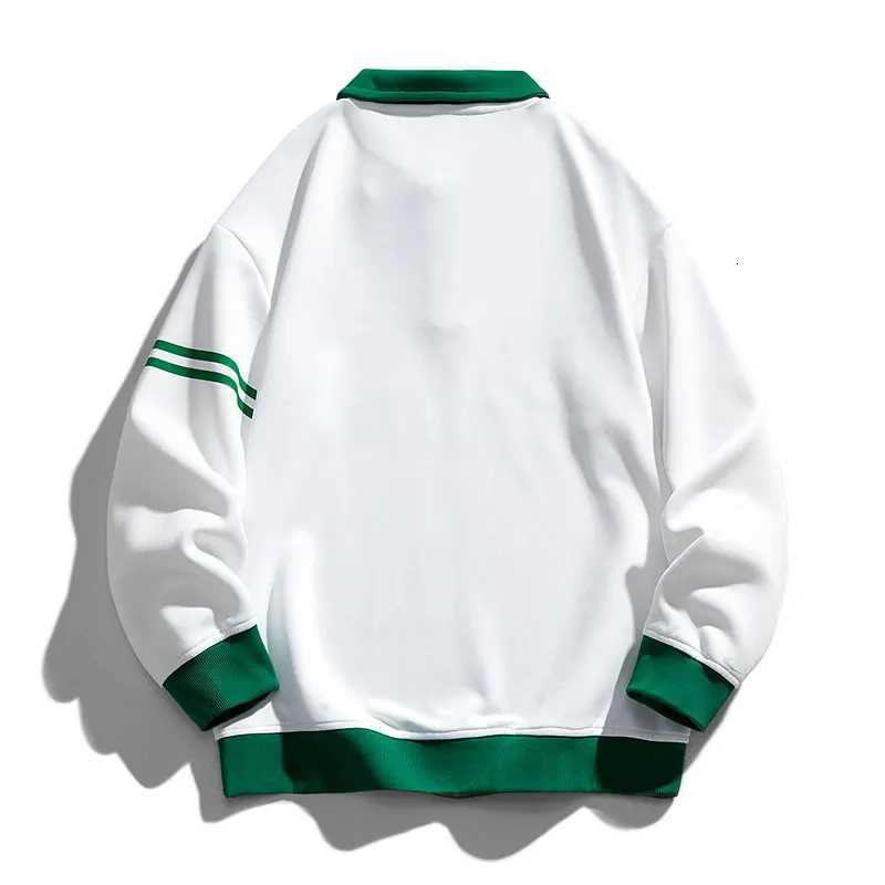 Oversized Men's Jackets Men's Spring Contrasting Colors Lapel Sweatshirt Hip Hop Streetwear Sweatshirt Harajuku Baseball Uniform HoodiesW2