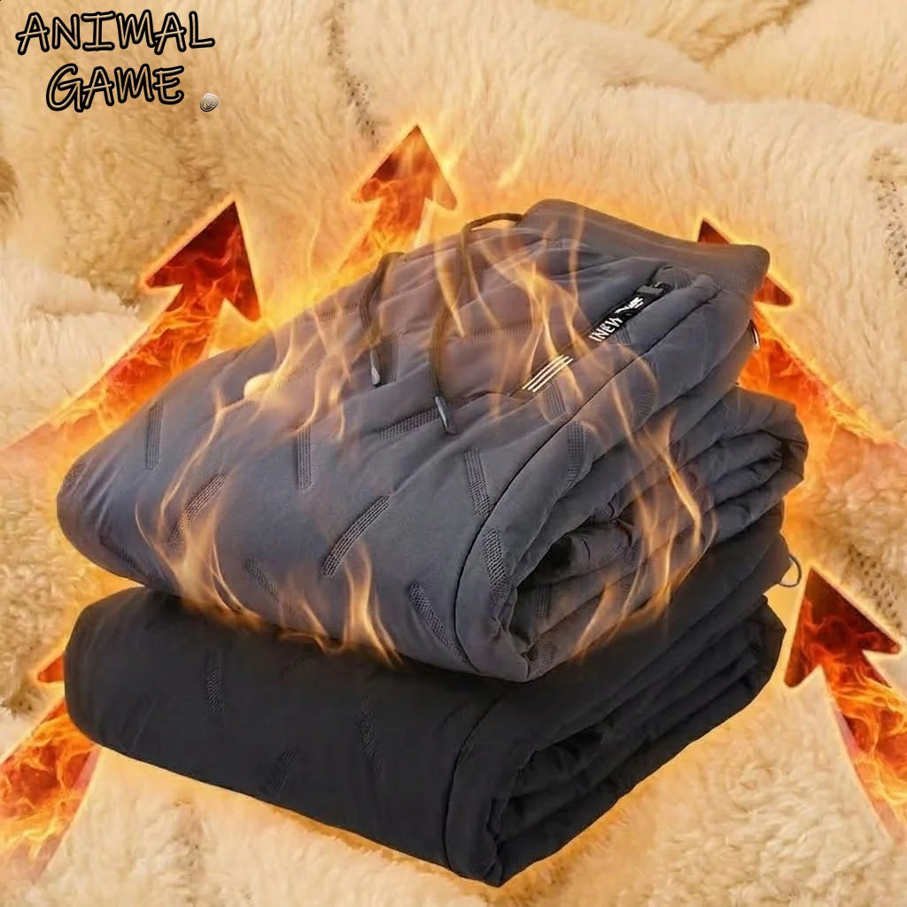 Outdoor Mens Winter Pants Warm Fleece Waterproof Sweatpants Thermal Thick Joggers Windproof Running Athletic Tracksuit Trousers 261017