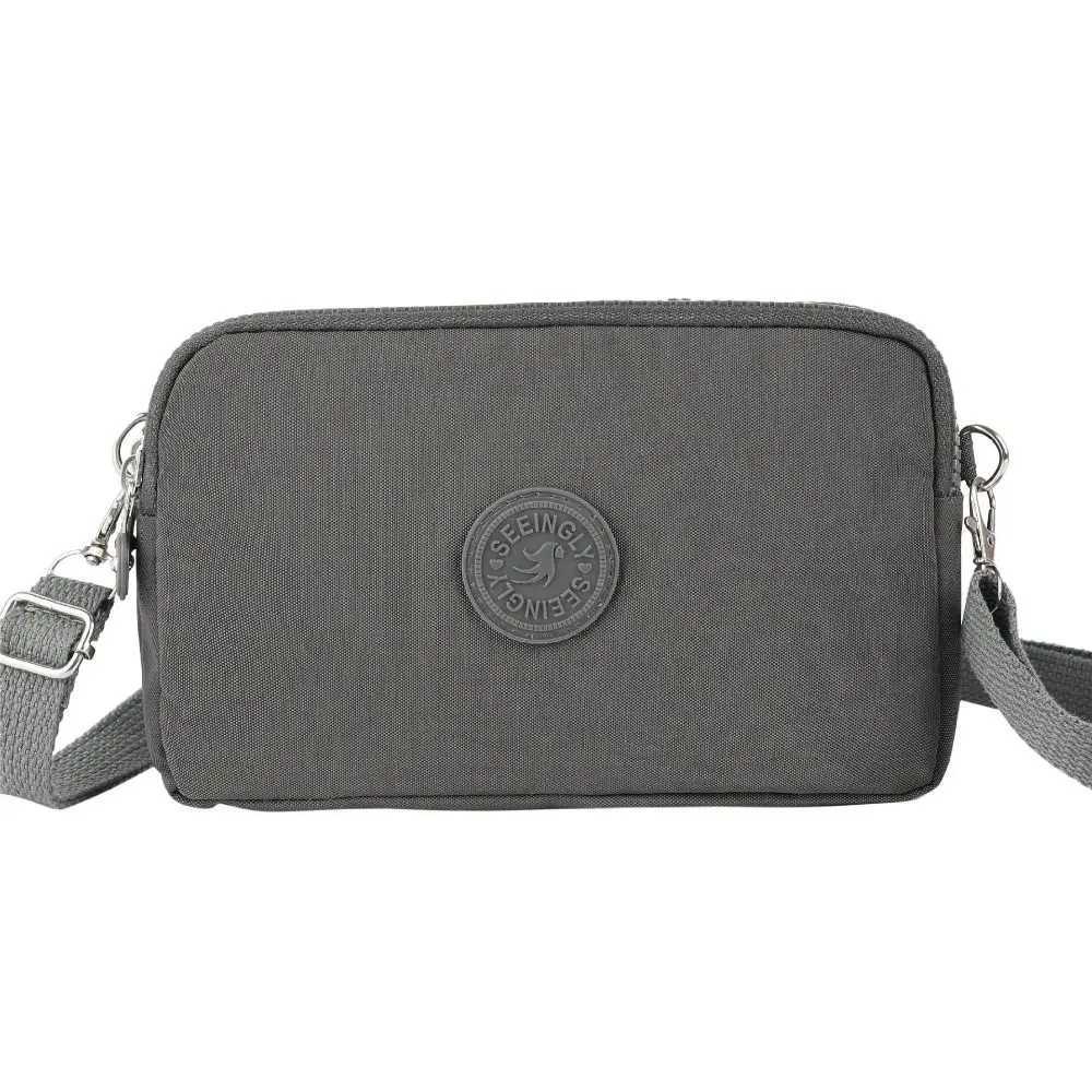 Shoulder Bags Portable Canvas Mobile Phone Bag Waterproof Nylon Small Bags Solid Color with Strap Crossbody Bag Male Female H261016