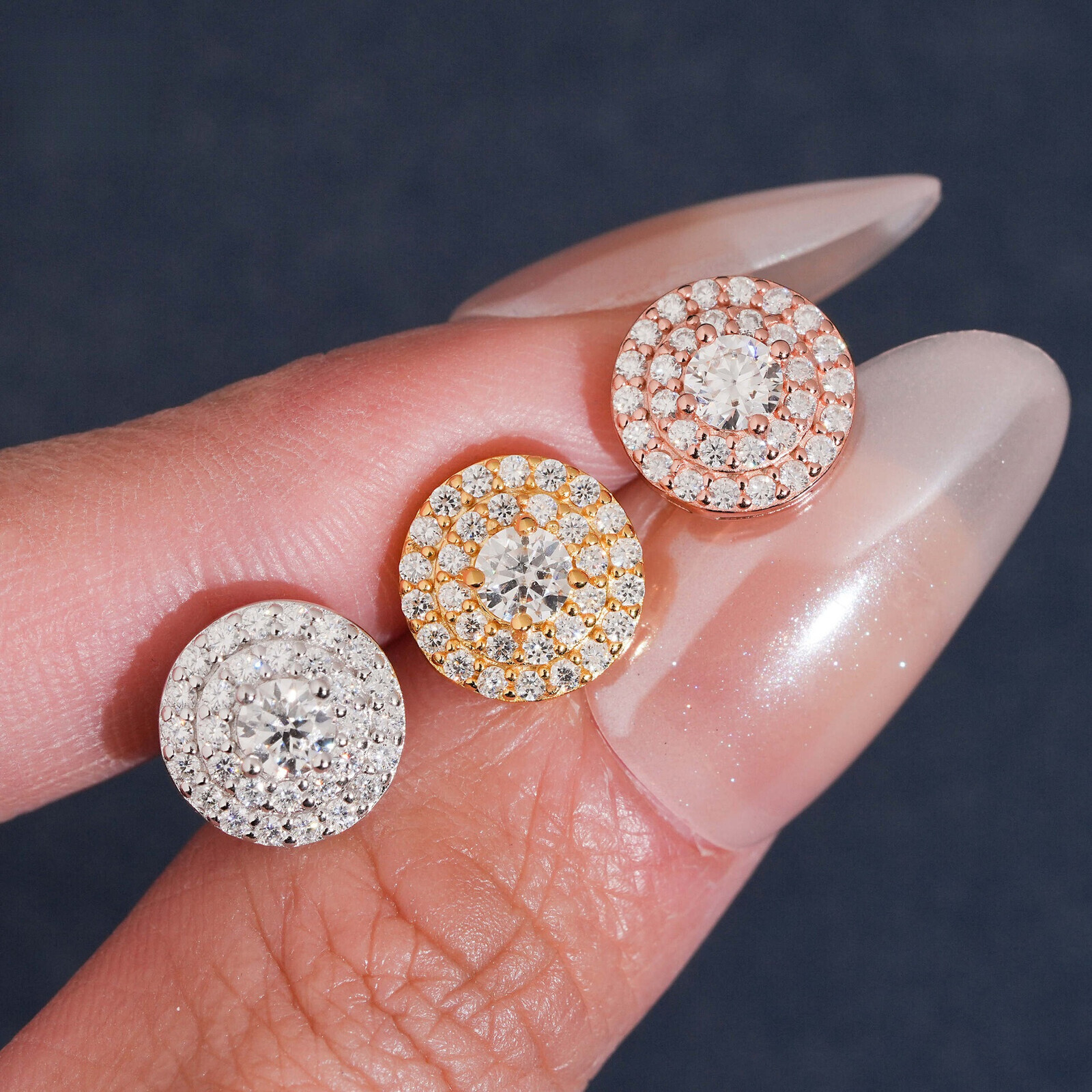 10mm round simple yet stylish earrings S925 silver inlaid with moissanite, suitable for both men women, style